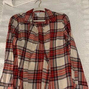 Old Navy Red Plaid Button-Up Tunic